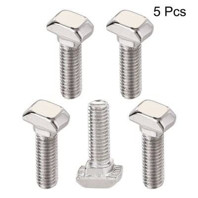 Harfington M5x16mm T-Slot Drop-in Stud Sliding Bolt Screw Carbon Steel for 20 Series Aluminum Profile 5pcs