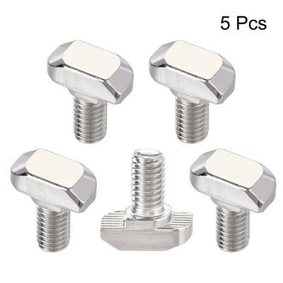 Harfington M6x12mm T-Slot Drop-in Stud Sliding Bolt Screw Carbon Steel for 30 Series Aluminum Profile 5pcs