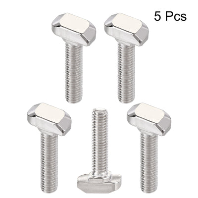 Harfington M6x25mm T-Slot Drop-in Stud Sliding Bolt Screw Carbon Steel for 30 Series Aluminum Profile 5pcs