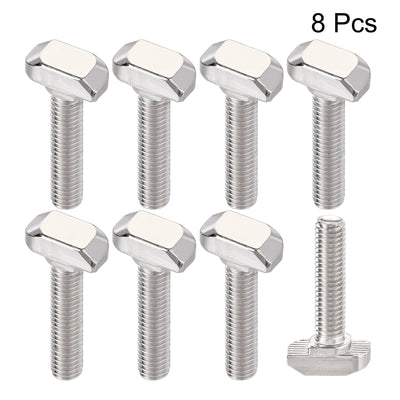 Harfington M6x25mm T-Slot Drop-in Stud Sliding Bolt Screw Carbon Steel for 30 Series Aluminum Profile 8pcs