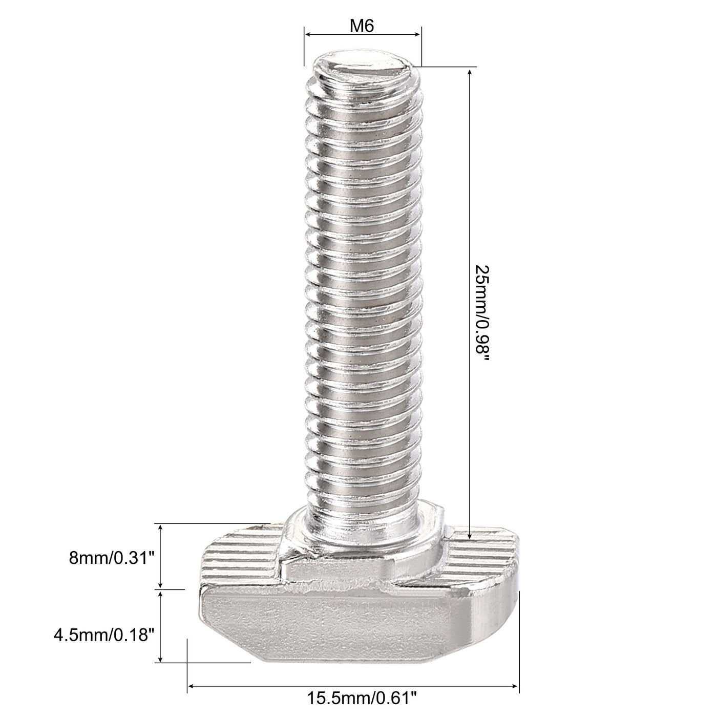 Harfington M6x25mm T-Slot Drop-in Stud Sliding Bolt Screw Carbon Steel for 30 Series Aluminum Profile 10pcs
