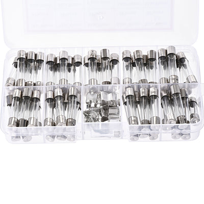 Harfington 0.5A - 30A 250V 6x30mm Fast Blow 9 Value 72pcs Glass Fuses Kit with Fuse Seat