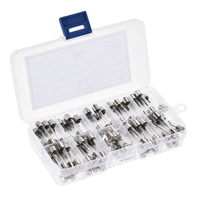 Harfington 0.5A - 30A 250V 6x30mm Fast Blow 9 Value 72pcs Glass Fuses Kit with Fuse Seat