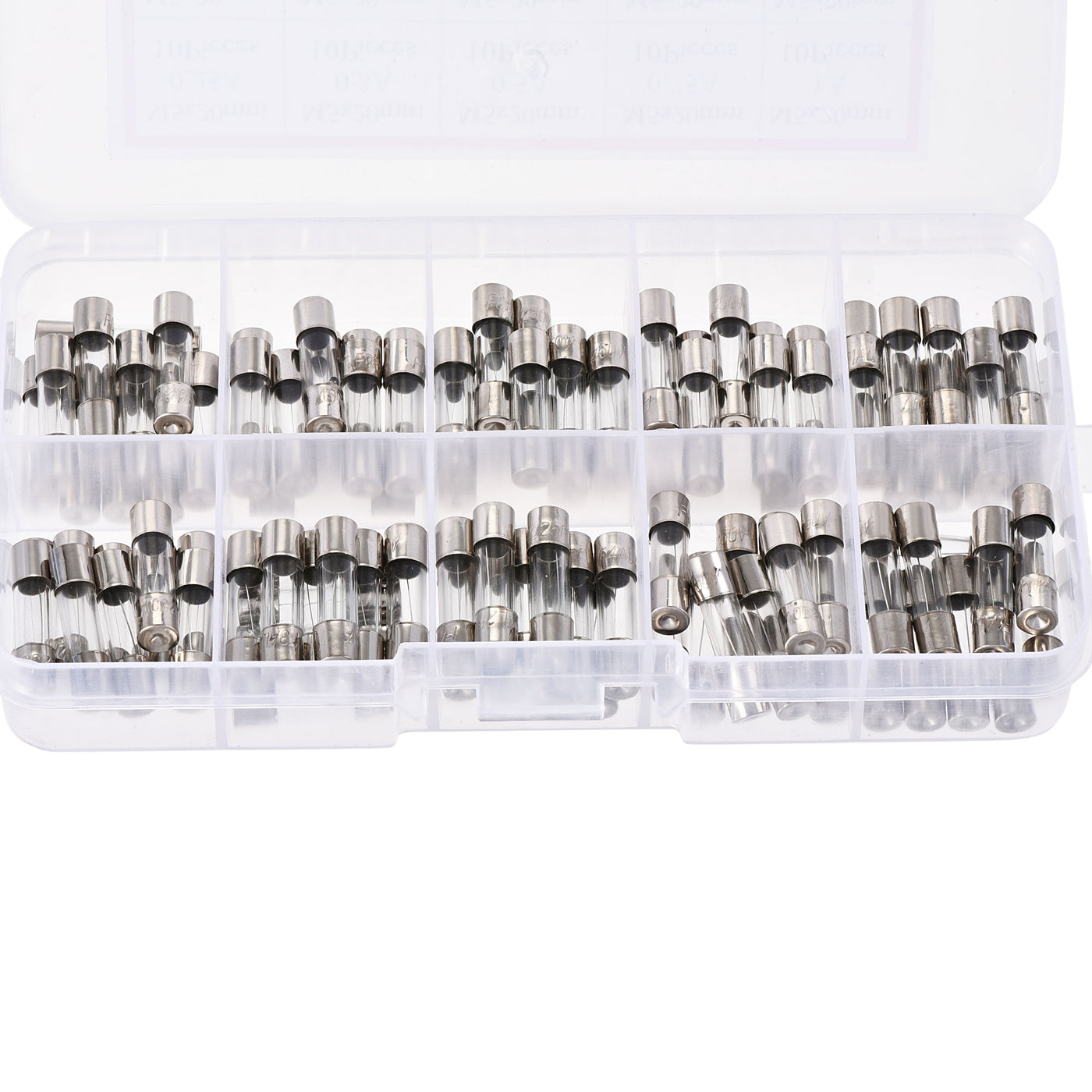 Harfington 0.25A - 6A 250V 5x20mm Fast Blow 10 Value 100pcs Glass Fuses Kit