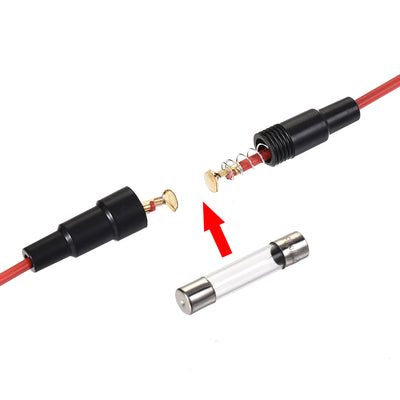 Harfington 0.5A-30A 250V 6x30mm Fast Blow 9 Value 72pcs Glass Fuses Kit with Wire and Fuse Seat