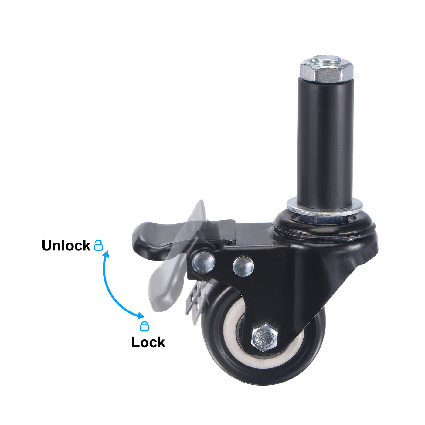 Harfington Swivel Expanding Stem Caster with Brake for Kitchen Prep Table, PVC