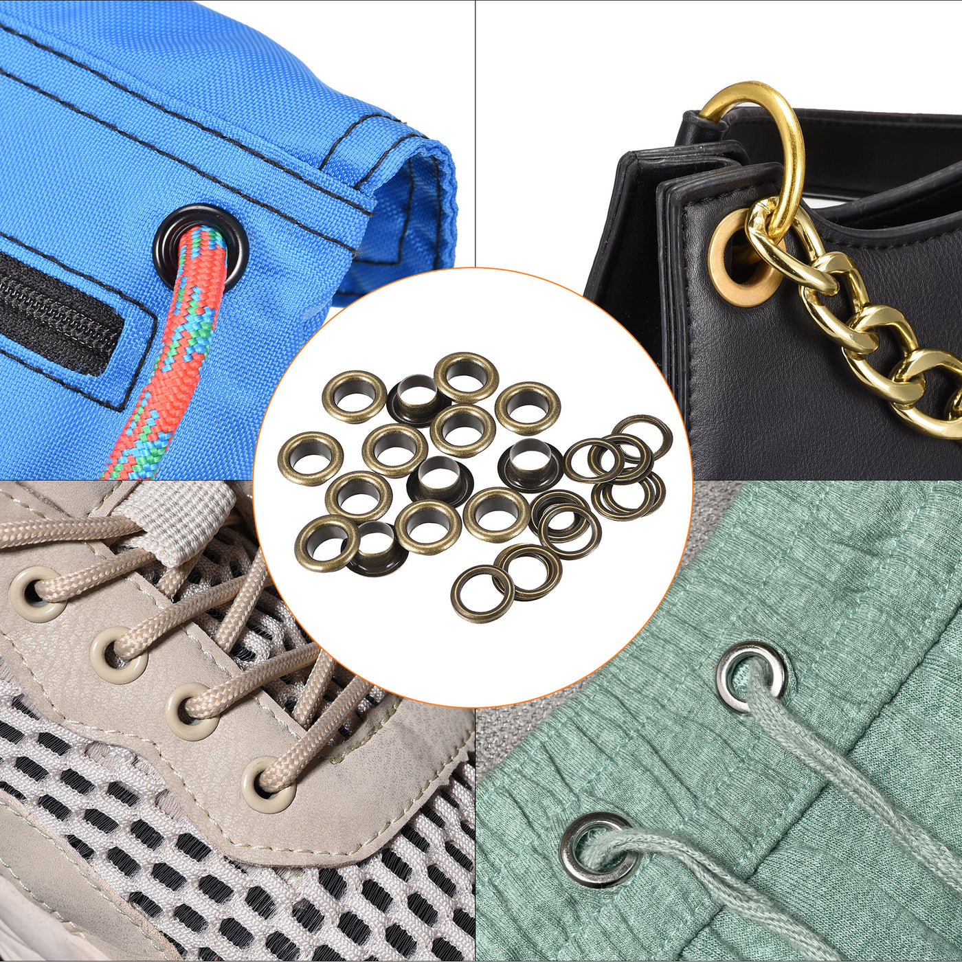 Harfington Eyelets with Washers,  Iron Hollow Rivets Grommets Kit for Leather