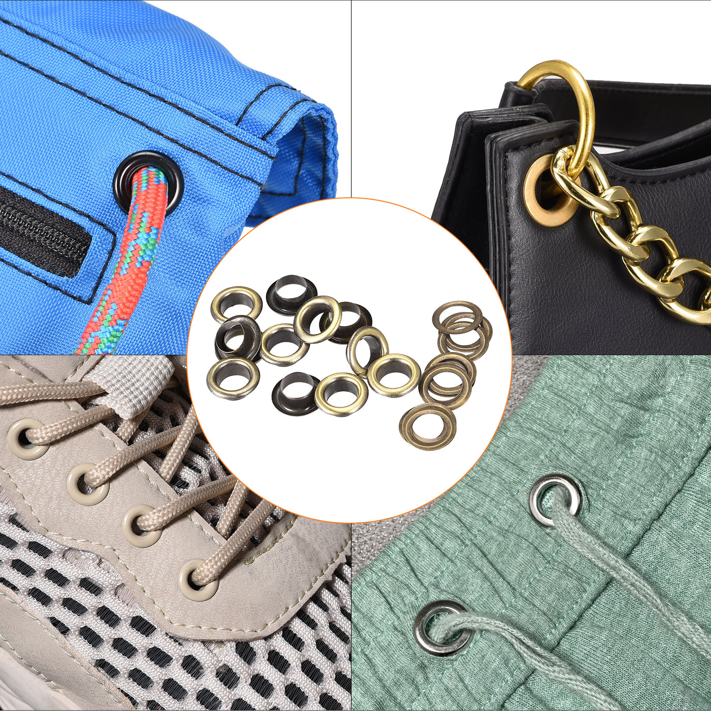 Harfington Eyelets with Washers,  Iron Hollow Rivets Grommets Kit for Leather