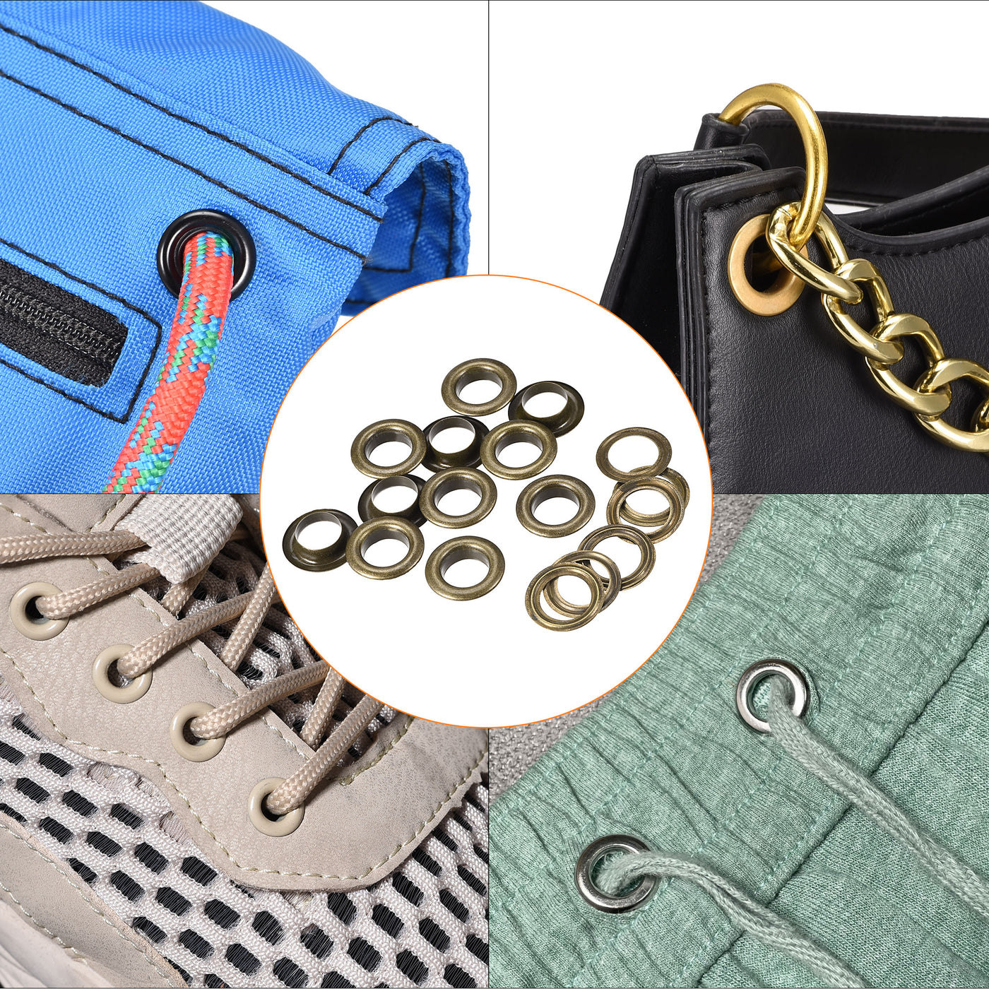 Harfington Eyelets with Washers,  Iron Hollow Rivets for Leather