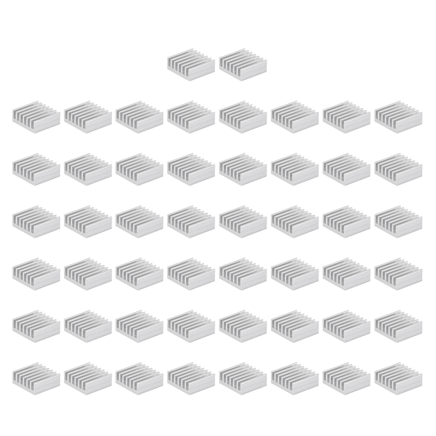 Harfington 14x14x6mm Aluminum Heatsink Electronics Cooler for MOS IC Chip Silver 100 Pcs