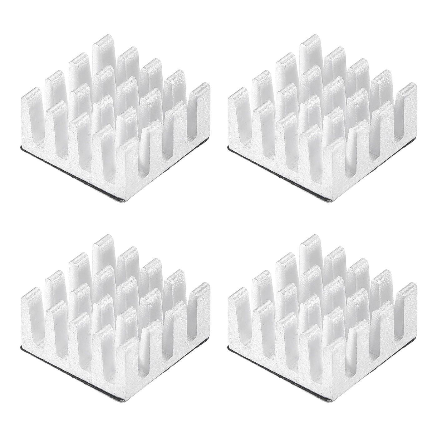 Harfington 14x14x7mm Silver Tone Sticky Aluminum Heatsink Electronic Radiators 4 Pcs