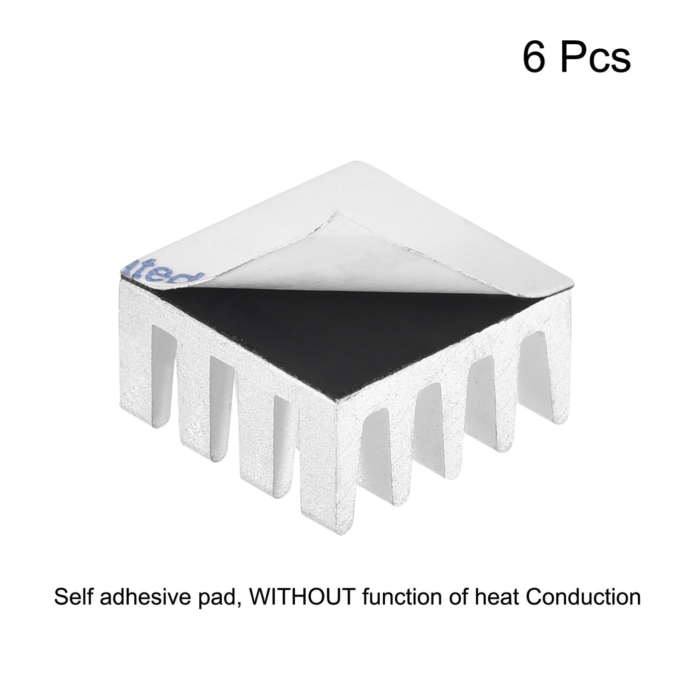 Harfington 14x14x7mm Silver Tone Sticky Aluminum Heatsink Electronic Radiators 6 Pcs