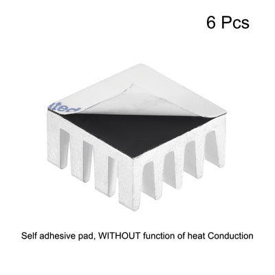 Harfington 14x14x7mm Silver Tone Sticky Aluminum Heatsink Electronic Radiators 6 Pcs