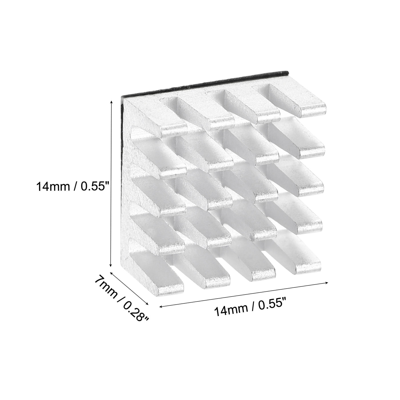 Harfington 14x14x7mm Silver Tone Sticky Aluminum Heatsink Electronic Radiators 6 Pcs