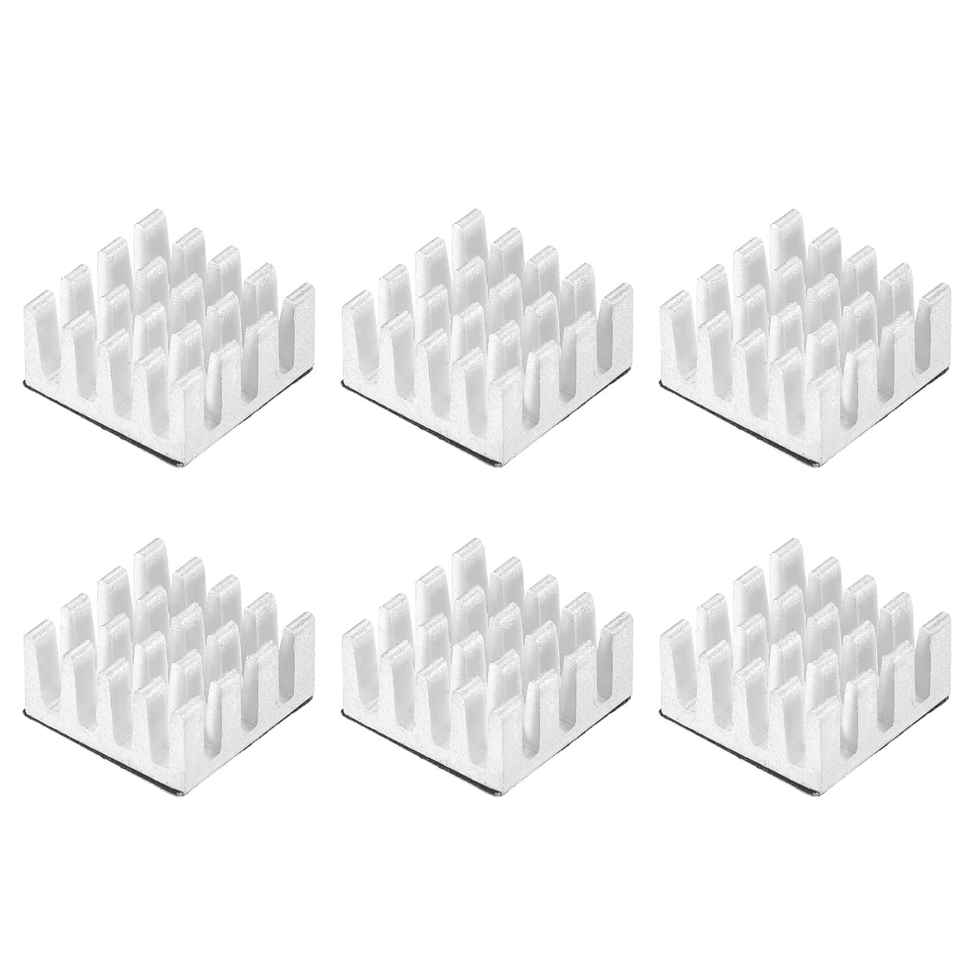 Harfington 14x14x7mm Silver Tone Sticky Aluminum Heatsink Electronic Radiators 6 Pcs