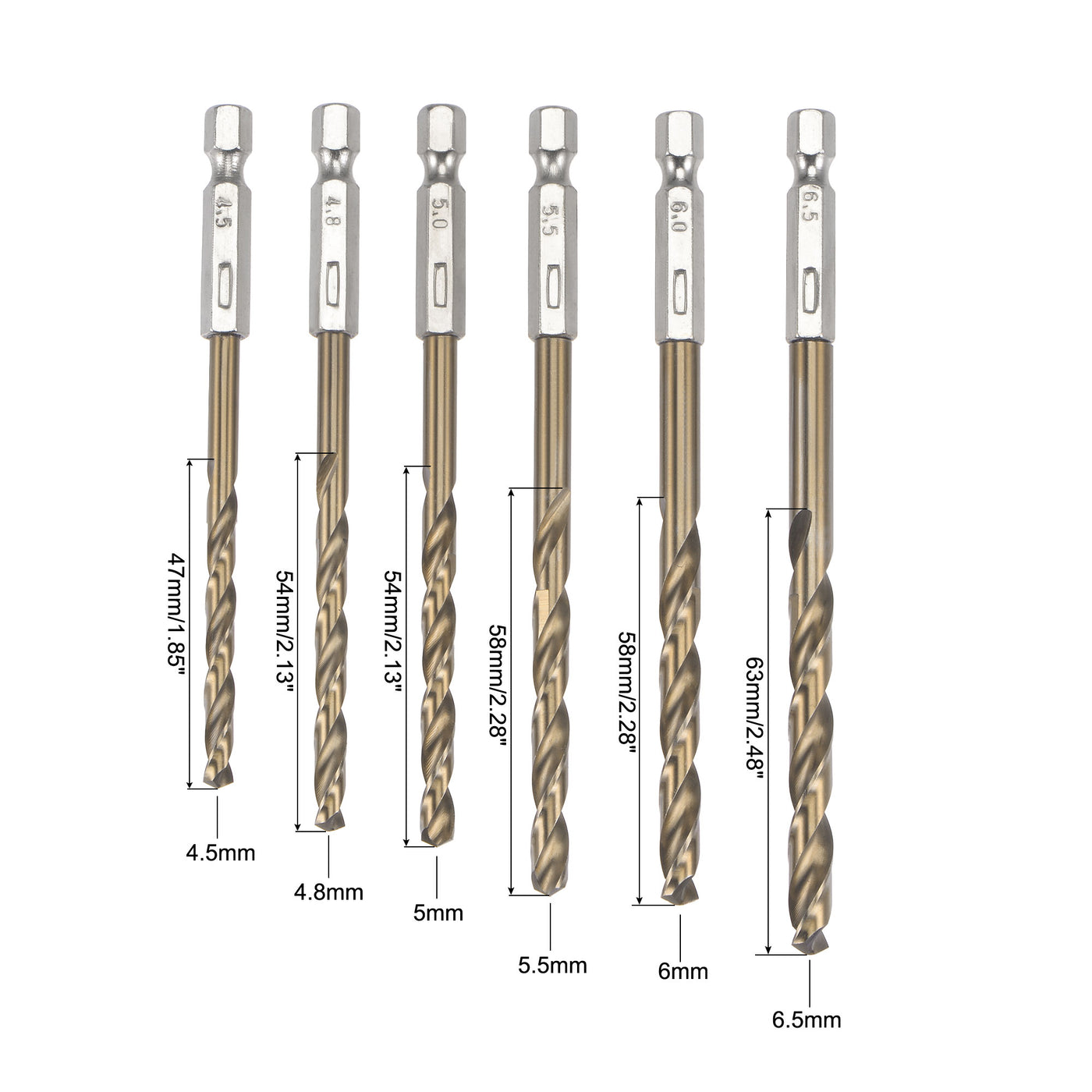Harfington 13 Pcs High Speed Steel Twist Drill Bit Set Titanium Coated 1.5mm-6.5mm Dia