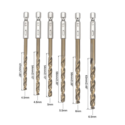 Harfington 13 Pcs High Speed Steel Twist Drill Bit Set Titanium Coated 1.5mm-6.5mm Dia
