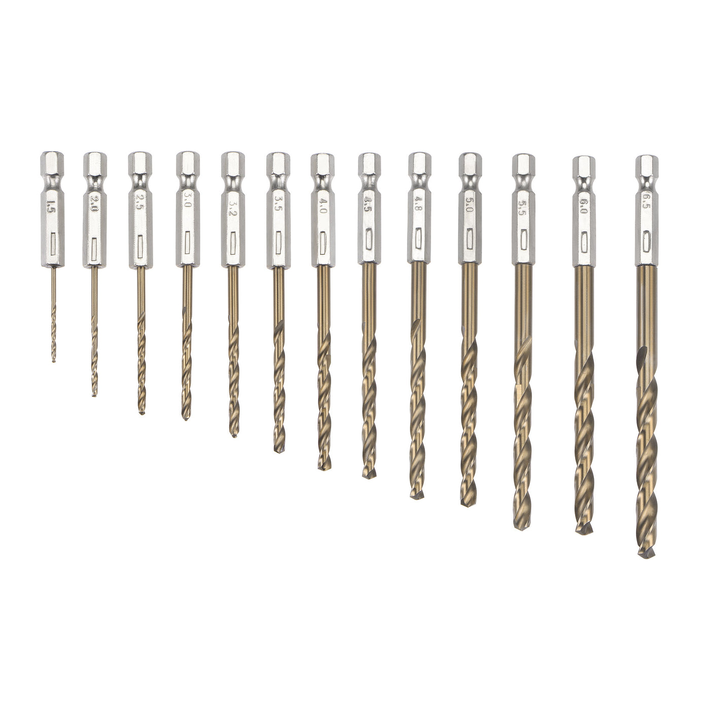 Harfington 13 Pcs High Speed Steel Twist Drill Bit Set Titanium Coated 1.5mm-6.5mm Dia
