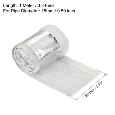 Harfington 15mm Aluminum Metallic Fiberglass Heat Shroud with Hook and Loop 1 Meter