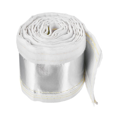 Harfington 15mm Aluminum Metallic Fiberglass Heat Shroud with Hook and Loop 2 Meter