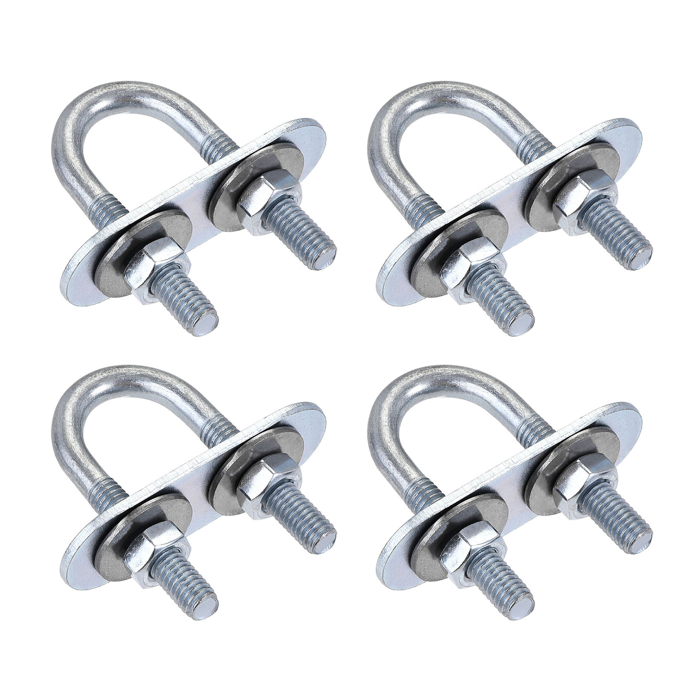 Harfington Round U-Bolt 16mm Inner Width 46mm Length Steel M6 with Nut Plate Washer 4 Sets