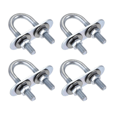 Harfington Round U-Bolt 16mm Inner Width 46mm Length Steel M6 with Nut Plate Washer 4 Sets