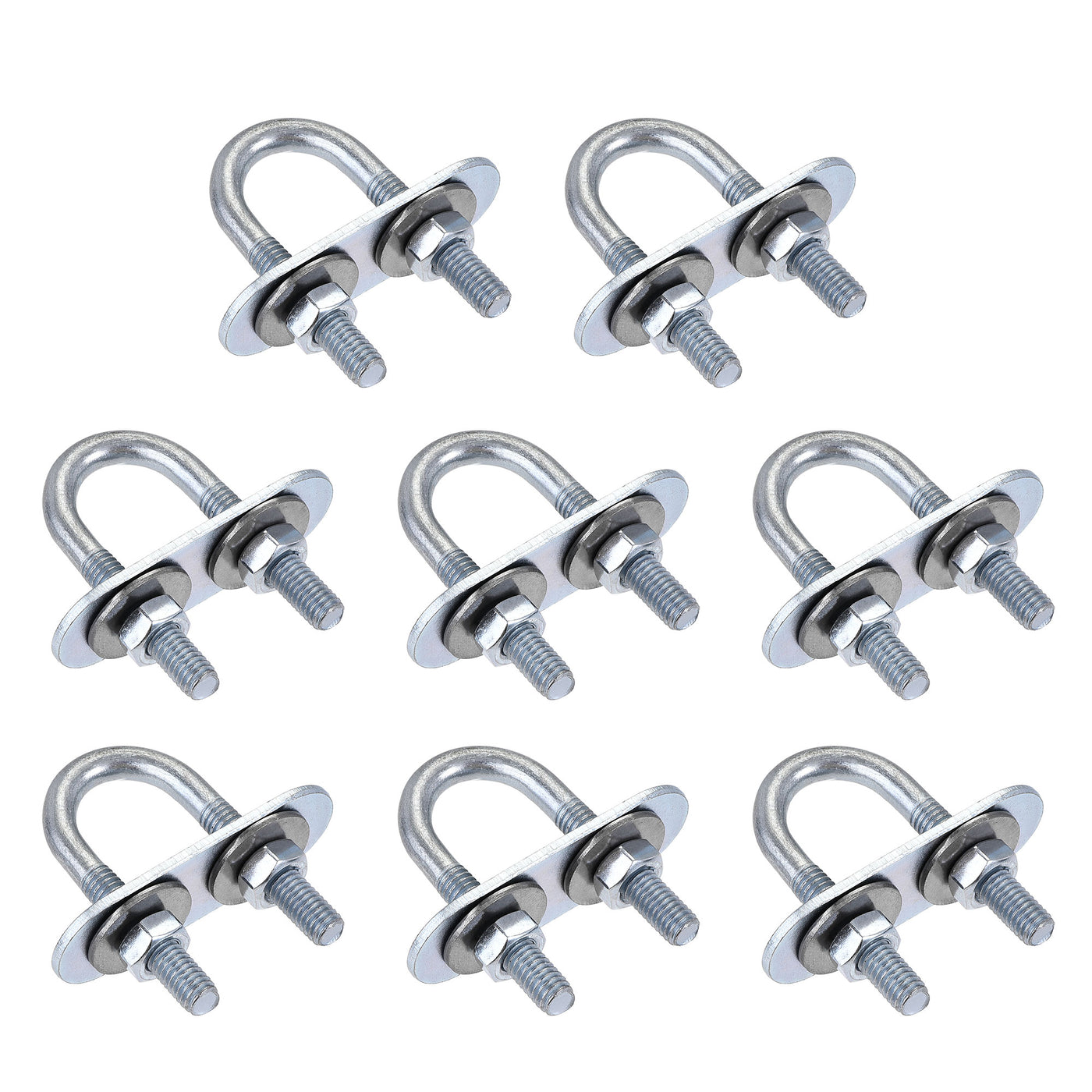 Harfington Round U-Bolt 16mm Inner Width 46mm Length Steel M6 with Nut Plate Washer 8 Sets