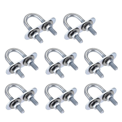 Harfington Round U-Bolt 16mm Inner Width 46mm Length Steel M6 with Nut Plate Washer 8 Sets