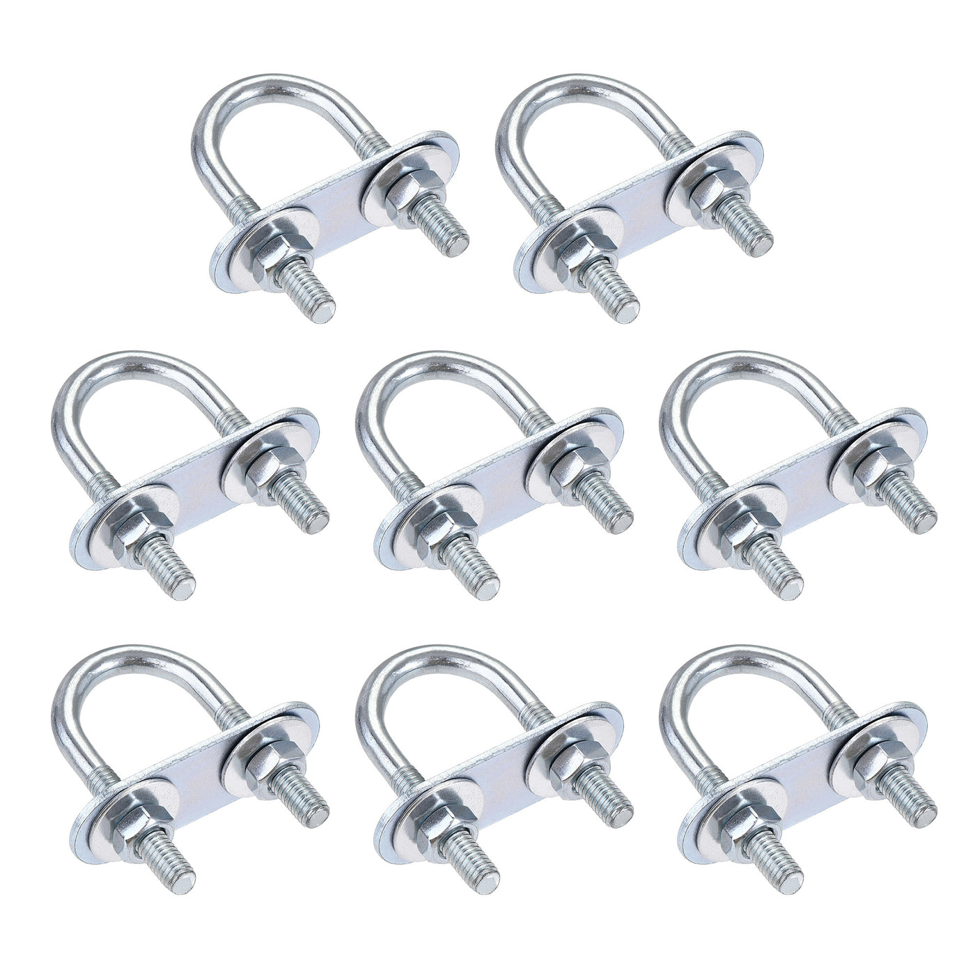 Harfington Round U-Bolt 20mm Inner Width 50mm Length Steel M6 with Nut Plate Washer 8 Sets