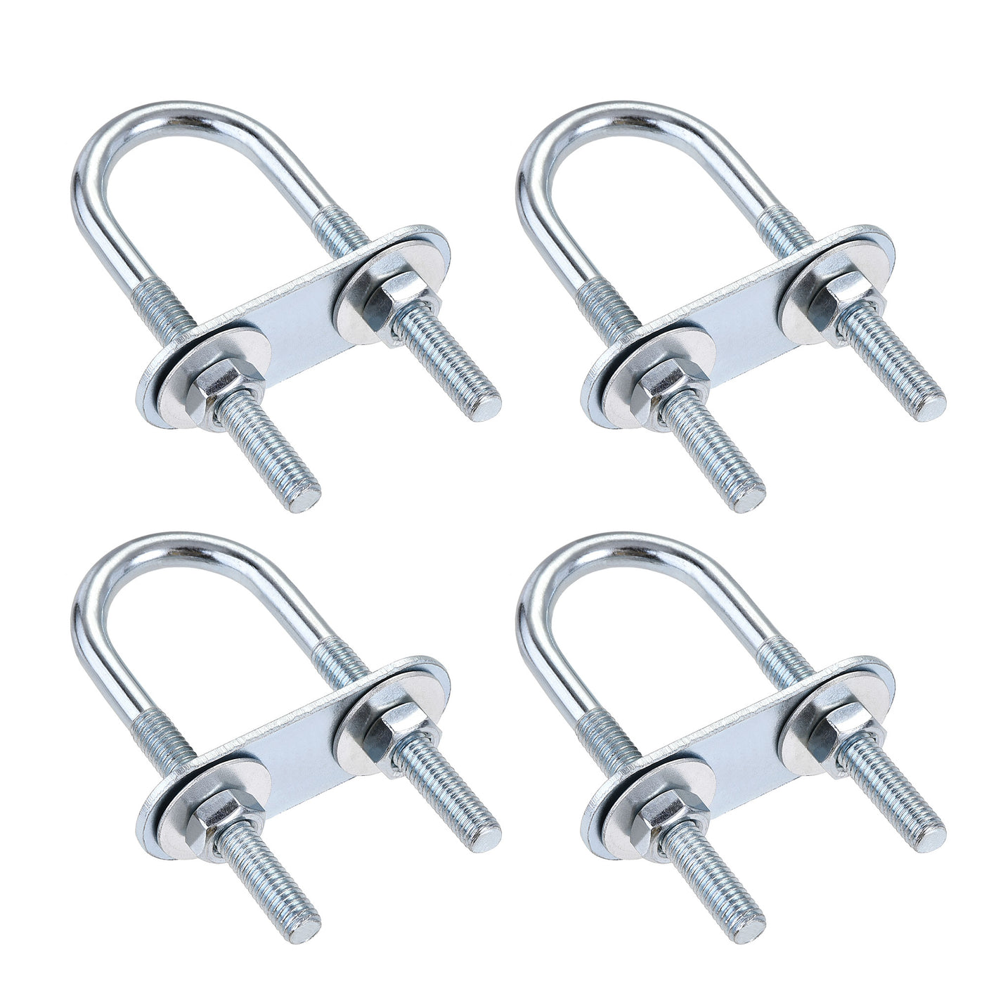 Harfington Round U-Bolt 22mm Inner Width 70mm Length Steel M6 with Nut Plate Washer 4 Sets