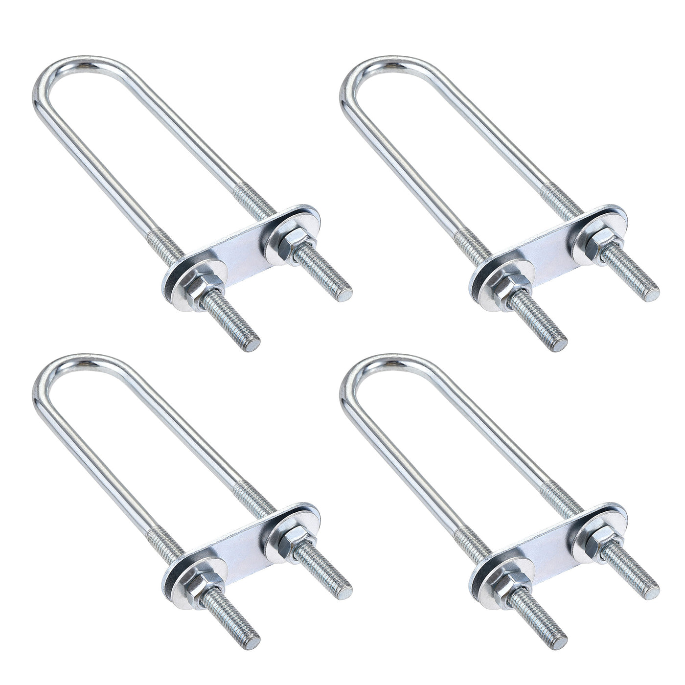 Harfington Round U-Bolt 23mm Inner Width 120mm Length Steel M6 with Nut Plate Washer 4 Sets