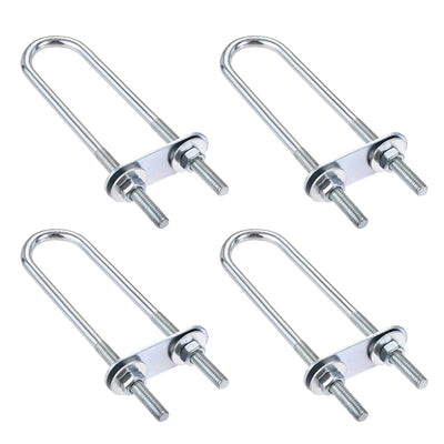 Harfington Round U-Bolt 23mm Inner Width 120mm Length Steel M6 with Nut Plate Washer 4 Sets