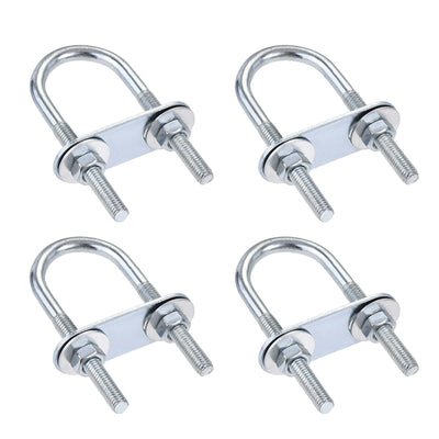 Harfington Round U-Bolt 25mm Inner Width 70mm Length Steel M6 with Nut Plate Washer 4 Sets