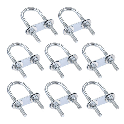 Harfington Round U-Bolt 25mm Inner Width 70mm Length Steel M6 with Nut Plate Washer 8 Sets