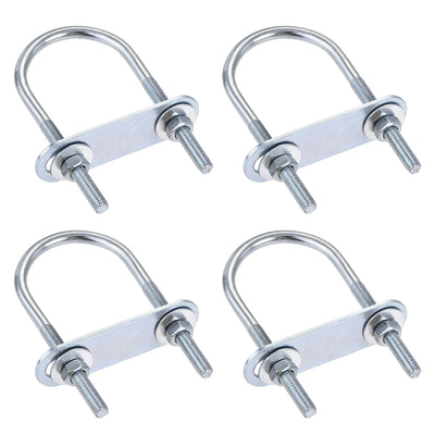 Harfington Round U-Bolt 40mm Inner Width 90mm Length Steel M6 with Nut Plate Washer 4 Sets