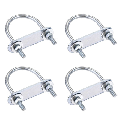 Harfington Round U-Bolt 42mm Inner Width 70mm Length Steel M6 with Nut Plate Washer 4 Sets