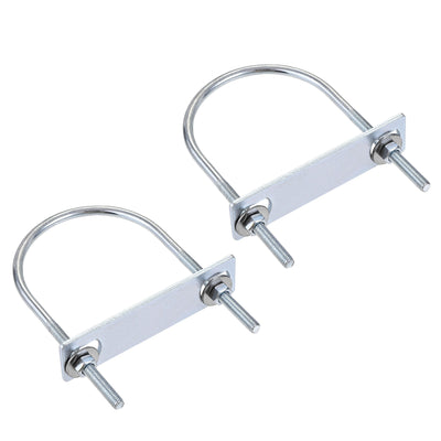 Harfington Round U-Bolt 70mm Inner Width 120mm Length Steel M6 with Nut Plate Washer 2 Sets