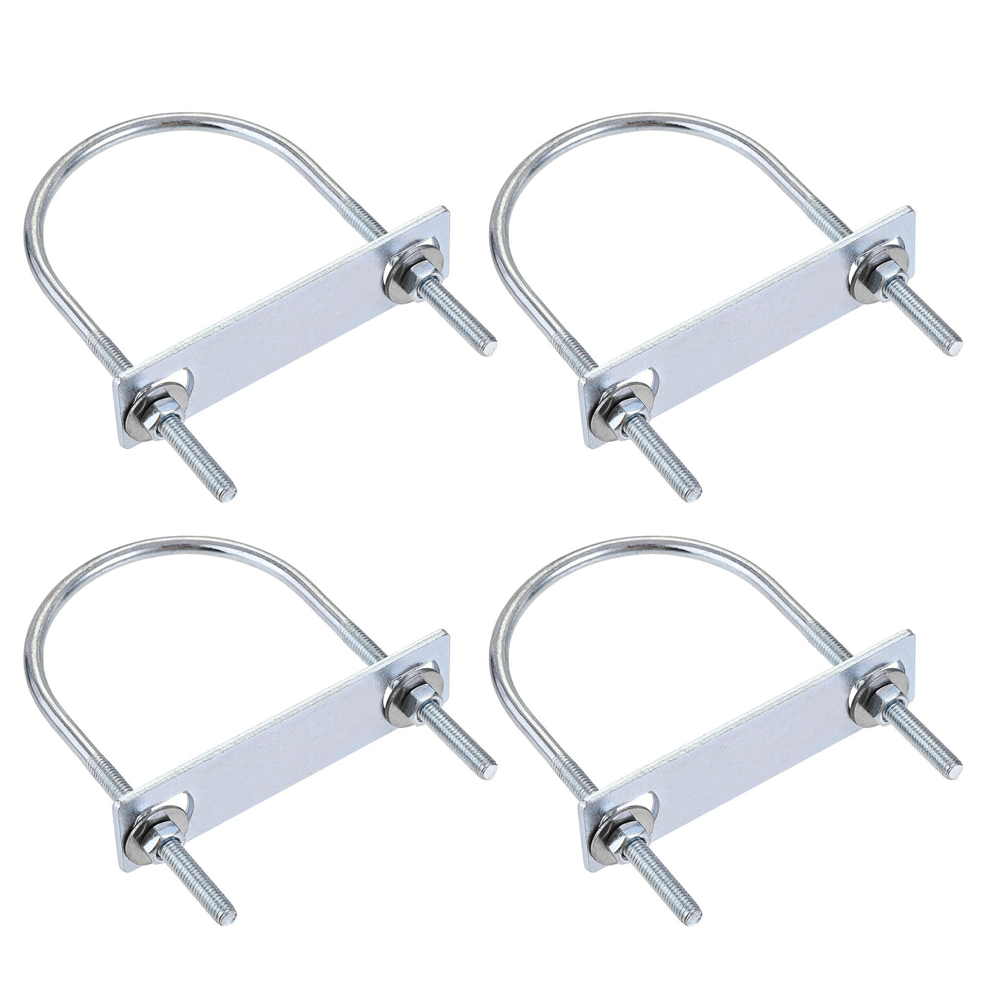 Harfington Round U-Bolt 70mm Inner Width 120mm Length Steel M6 with Nut Plate Washer 4 Sets