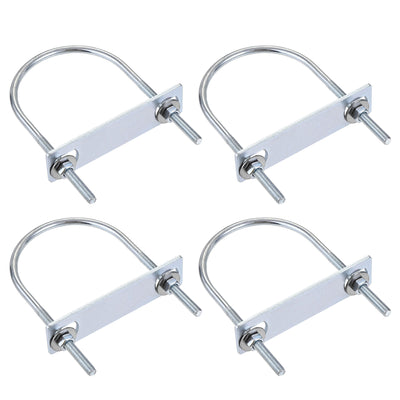 Harfington Round U-Bolt 70mm Inner Width 120mm Length Steel M6 with Nut Plate Washer 4 Sets