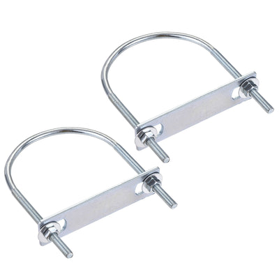 Harfington Round U-Bolt 80mm Inner Width 120mm Length Steel M6 with Nut Plate Washer 2 Sets