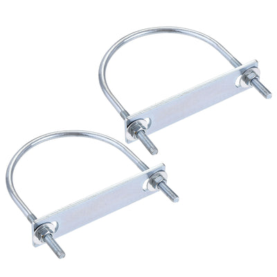 Harfington Round U-Bolt 95mm Inner Width 110mm Length Steel M6 with Nut Plate Washer 2 Sets