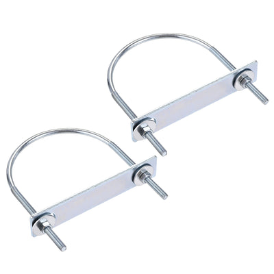 Harfington Round U-Bolt 95mm Inner Width 130mm Length Steel M6 with Nut Plate Washer 2 Sets