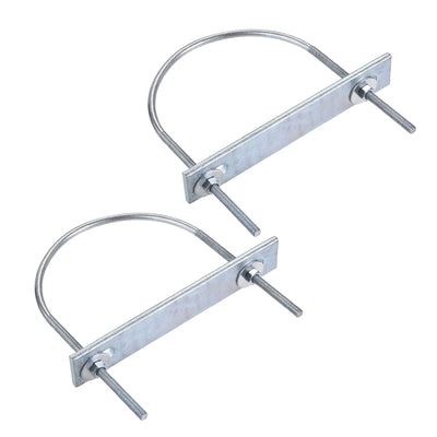 Harfington Round U-Bolt 116mm Inner Width 163mm Long Steel M6 with Nut Plate Washer 2 Sets