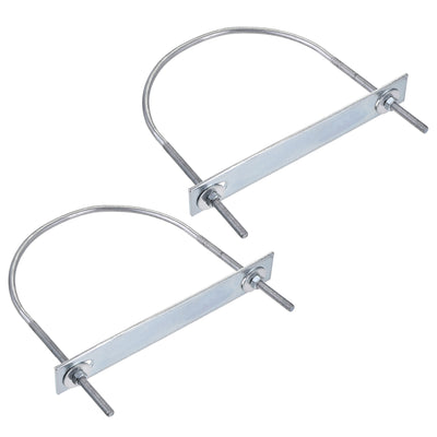 Harfington Round U-Bolt 142mm Inner Width 180mm Long Steel M6 with Nut Plate Washer 2 Sets