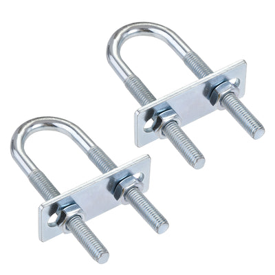 Harfington Round U-Bolt 25mm Inner Width 90mm Length Steel M8 with Nut Plate 2 Sets