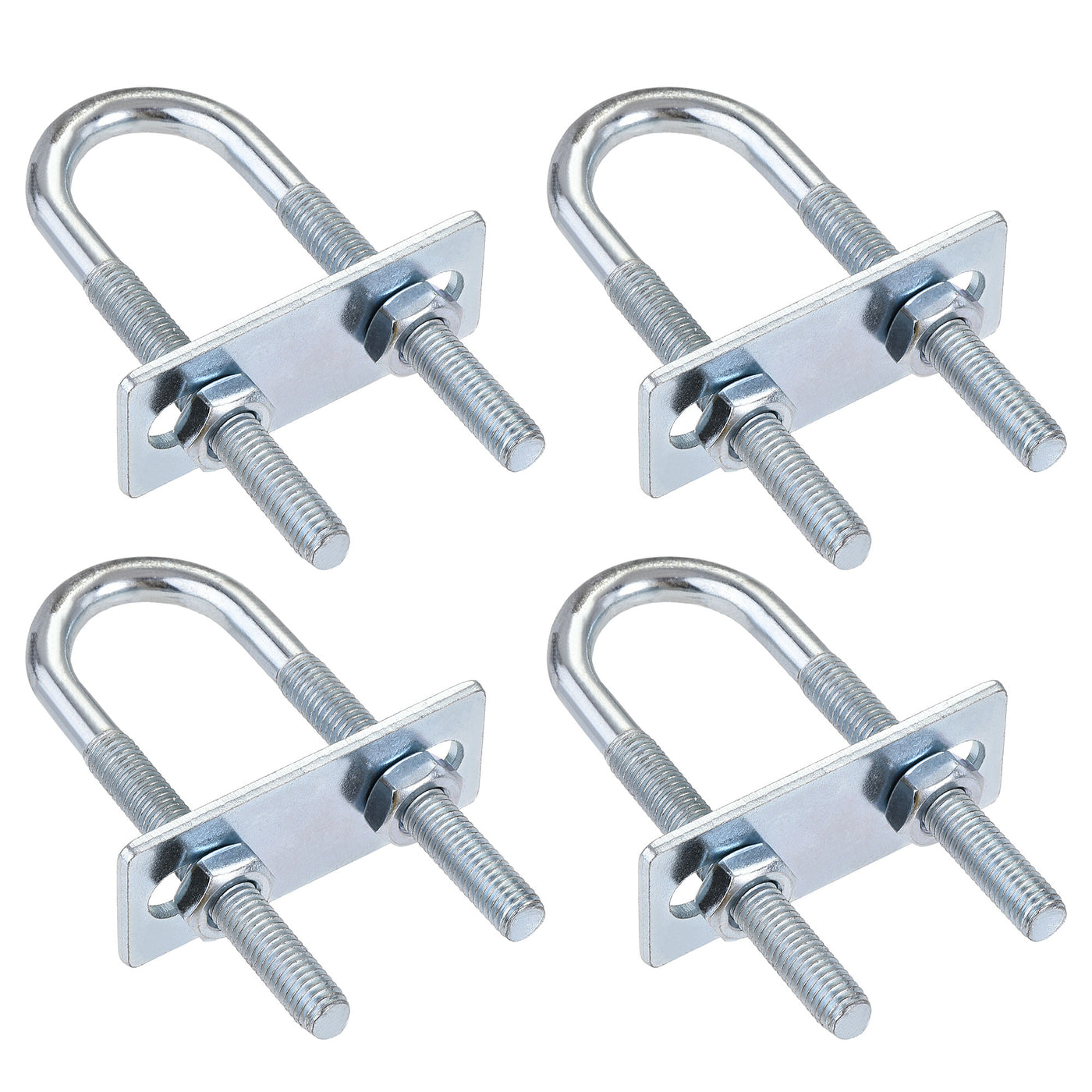 Harfington Round U-Bolt 25mm Inner Width 90mm Length Steel M8 with Nut Plate 4 Sets