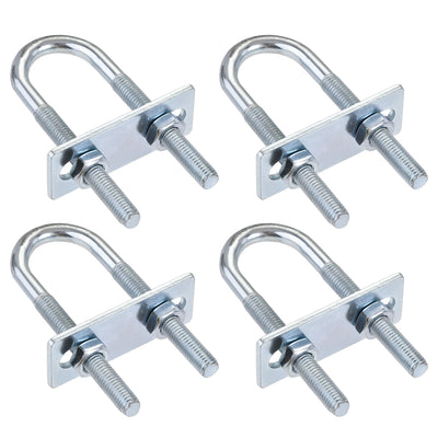 Harfington Round U-Bolt 25mm Inner Width 90mm Length Steel M8 with Nut Plate 4 Sets