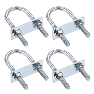 Harfington Round U-Bolt 31mm Inner Width 90mm Length Steel M8 with Nut Plate 4 Set