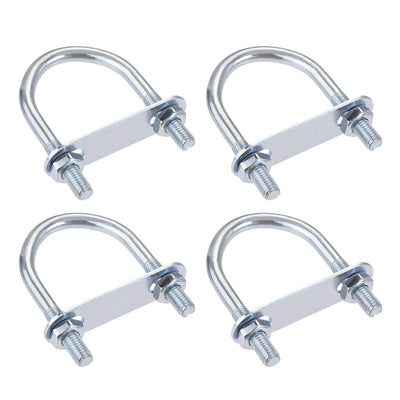 Harfington Round U-Bolt 42mm Inner Width 75mm Length Steel M8 with Nut Plate 4 Sets