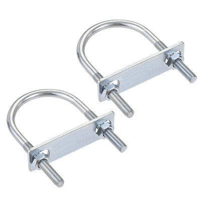 Harfington Round U-Bolt 55mm Inner Width 100mm Length Steel M8 with Nut Plate 2 Sets